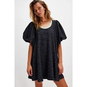Free People Navy and White Striped Mini Dress